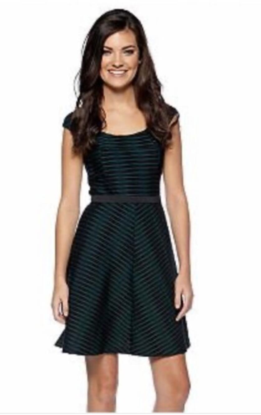 Betsey Johnson Green Fit Flare Dress Cocktail Party Retro 6